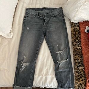 Super cute distressed grey jeans